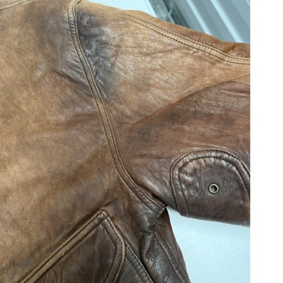 Vintage G III Brown Leather Bomber Jacket Mens Aviator Flight Coat Map Lining - Picture 2 of 10